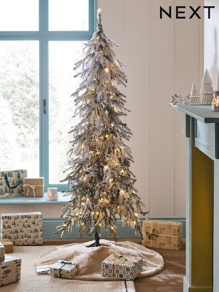 White 6ft Slim Snowy Downswept Pre Lit Christmas Tree (F37582) | €172