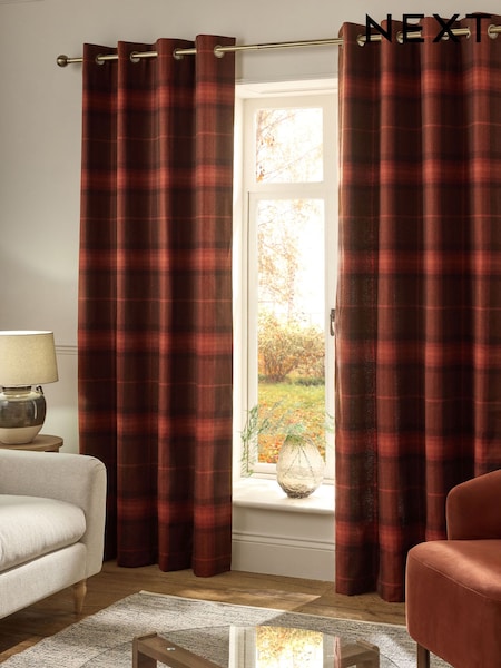 Orange Check Lined Curtains (F37584) | €78 - €185