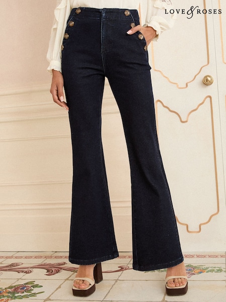 Love & Roses Dark Wash Kick Flare Jeans (F37675) | € 76