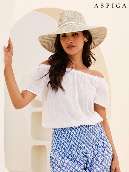 Белый - Aspiga Ilana Frill Gauze 100% Cotton Top (F37929) | €53