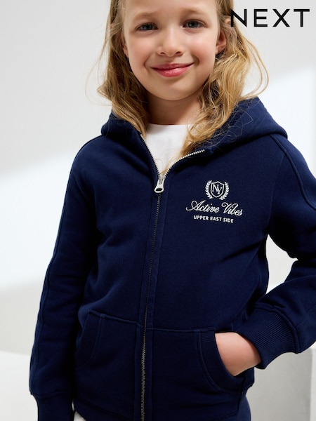Navy Blue Zip Through Hoodie (3-16yrs) (F38030) | AZN 37 - AZN 50