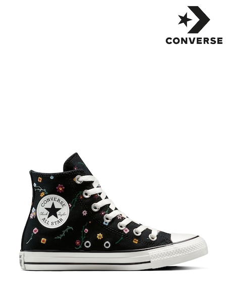 Converse Black Chuck Taylor All Star Floral Trainers (F38054) | 346 QAR