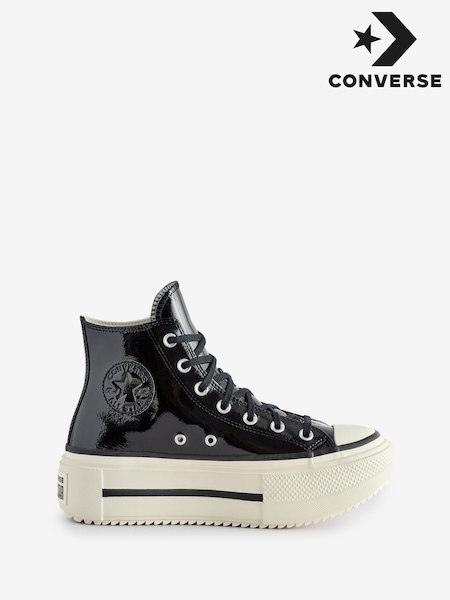 Converse Black Chuck Taylor All Star Lift Double Stack Platform Patent Leather Trainers (F38069) | SGD 184