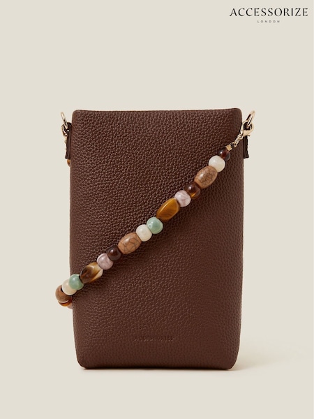Accessorize Bead Strap Faux Leather Phone Bag (F38123) | 104 LEI
