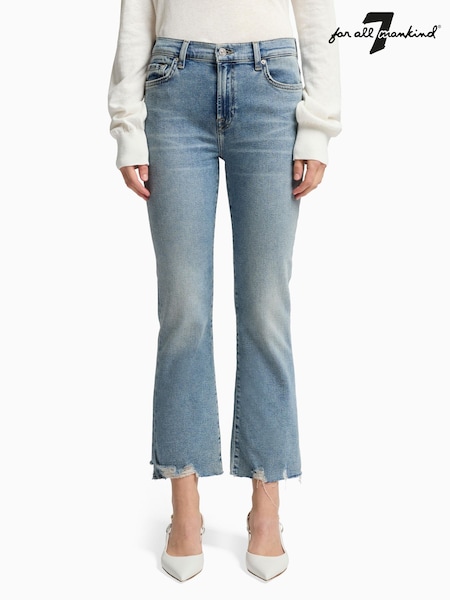 7 For All Mankind Blue Daisy Ankle Boot Walk Jeans With Worn Out Hem (F38129) | 1,638 LEI