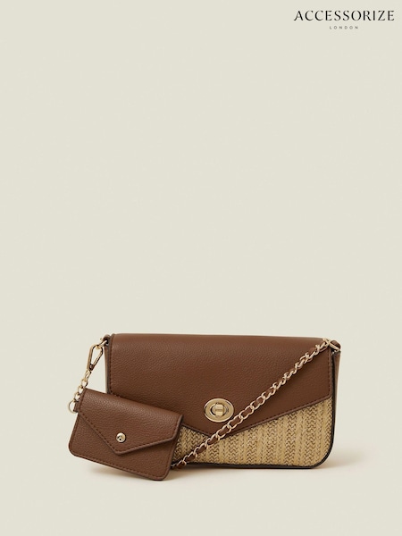 Accessorize Gold Metallic Raffia Cross-Body Bag (F38133) | $65