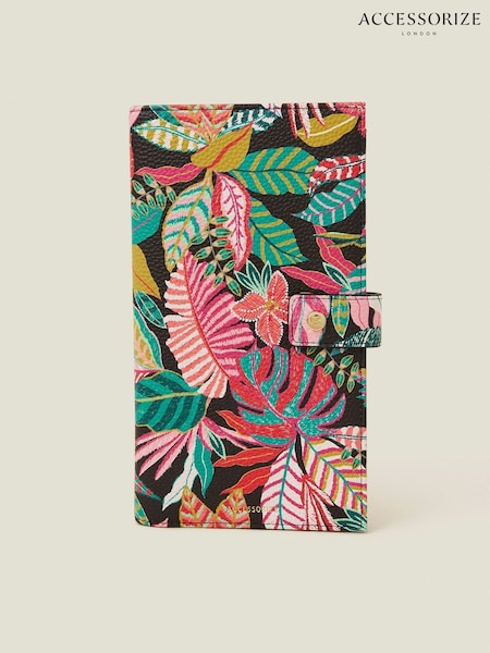 Accessorize Black Tropical Print Travel Wallet (F38146) | AED167