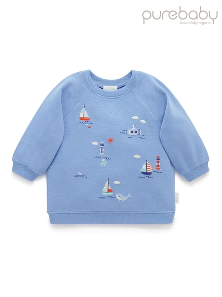 Purebaby Blue Harbour Print 100% Cotton Sweatshirt (F38157) | €37