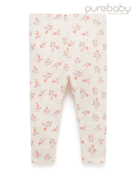 Purebaby White Floral Rib Leggings (F38169) | €17.50