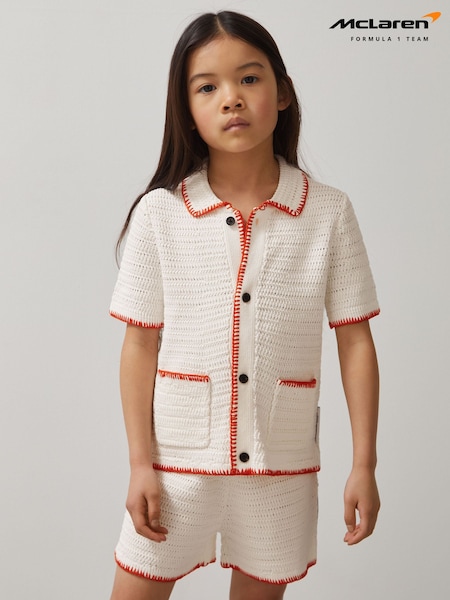 Reiss Off White/Orange Azealia 3-9 yrs McLaren F1 Team Crochet Shirt (F38203) | €60