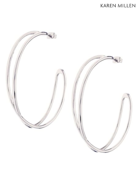 Karen Millen Silver Tone Criss Cross Hoop Earrings (F38241) | €73