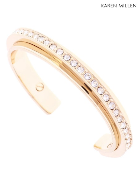 Karen Millen Gold Tone Crystal Diagonal Cuff Bracelet (F38243) | €95