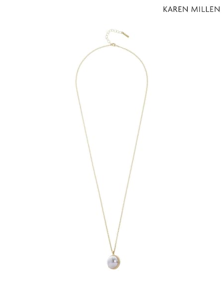 Karen Millen Gold Tone Large Pearl Ball Pendant Necklace (F38252) | €72