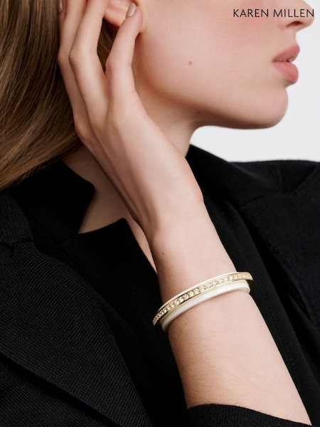Karen Millen Gold Tone Resin Crystal Cuff Bracelet (F38255) | €83