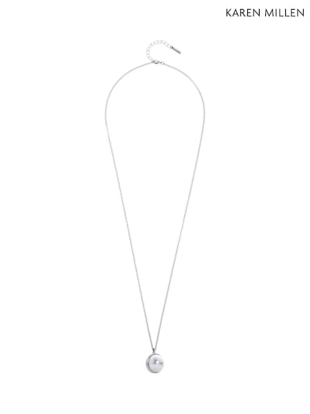 Karen Millen Silver Tone Large Pearl Ball Pendant Necklace (F38256) | €72