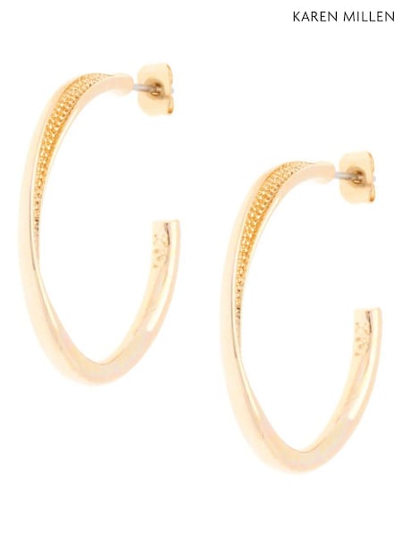 Karen Millen Gold Tone Textured Twist Hoop Earrings (F38257) | €60