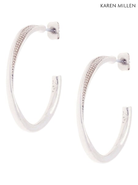 Karen Millen Silver Tone Textured Twist Hoop Earrings (F38258) | €60