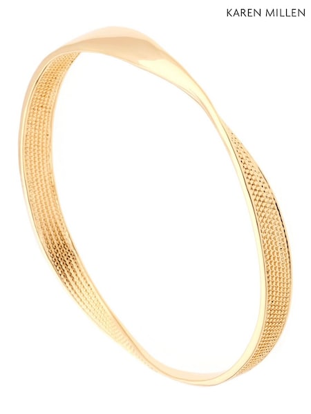Karen Millen Gold Tone Textured Twist Narrow Bangle (F38261) | €73