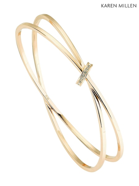 Karen Millen Gold Tone Oval Pave Chain Bangle (F38262) | €86