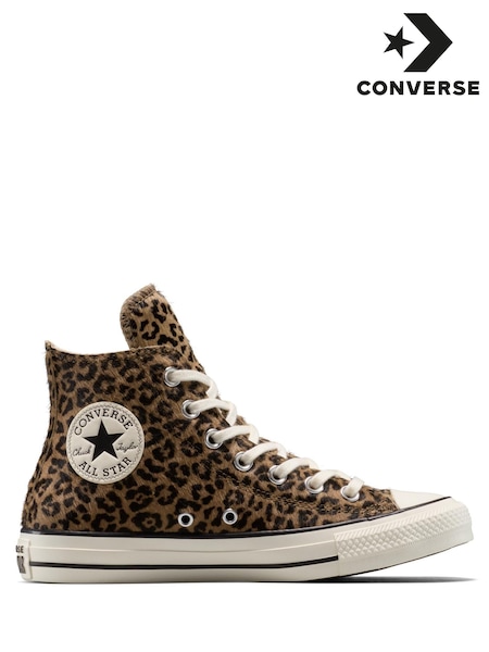 Converse Brown Chuck Taylor Leopard Suede All Over High Trainers (F38335) | R$ 690