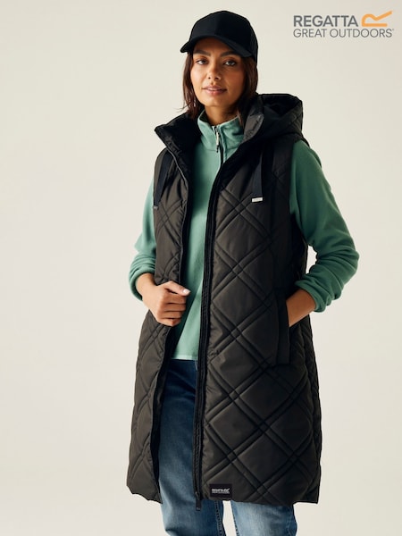 Regatta Black Rurietta Long Water Repellent Insulated Bodywarmer Coat (F38437) | €79