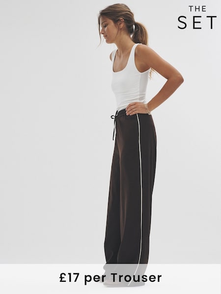 The Set Chocolate Brown/Black 2 Pack Wide Leg Track Joggers (F38493) | €40