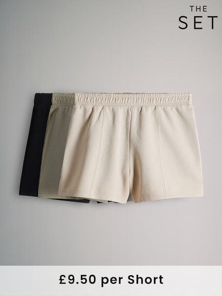 The Set Black/Stone/Khaki 3 Pack Sweat Shorts (F38523) | €41