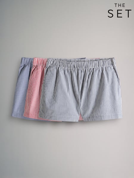 The Set Gingham/Navy Stripe/Red Stripe 3 Pack Boxers Style Short (F38526) | R$ 310