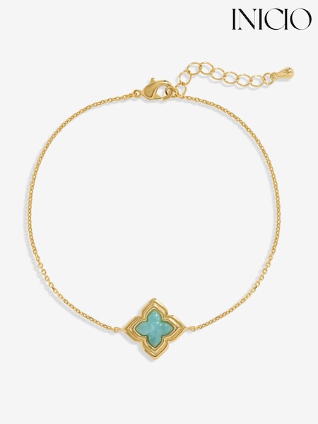 Inicio Gold Tone Aquamarine Bracelet - Gift Pouch (F38548) | €26