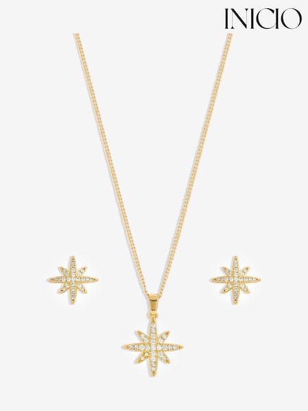 Inicio Gold Tone Cubic Zirconia Star Set - Gift Boxed (F38563) | R$ 295