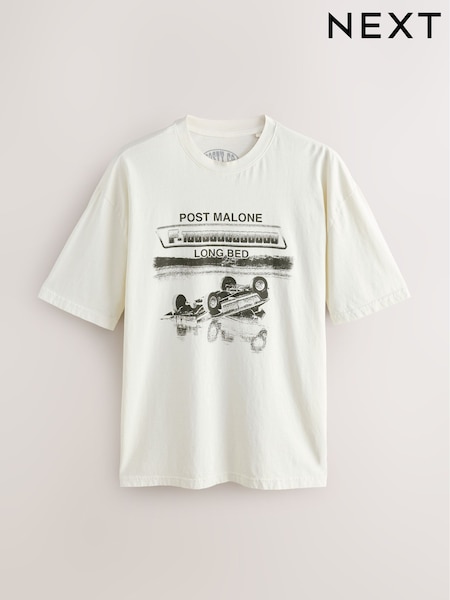 Post Malone White Regular Fit Band Graphic Print T-Shirt (F38576) | €27