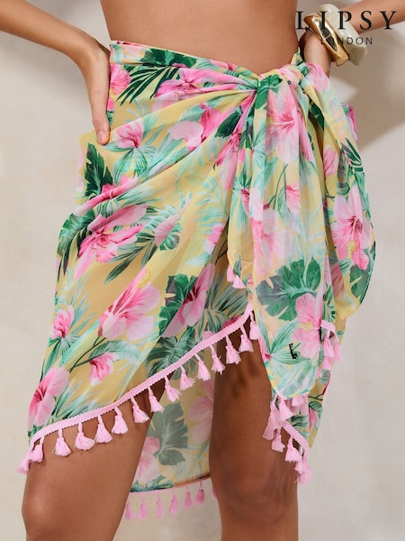 Keltainen Kukallinen  - Pom Trim Multi Way Sarong (F38609) | €38