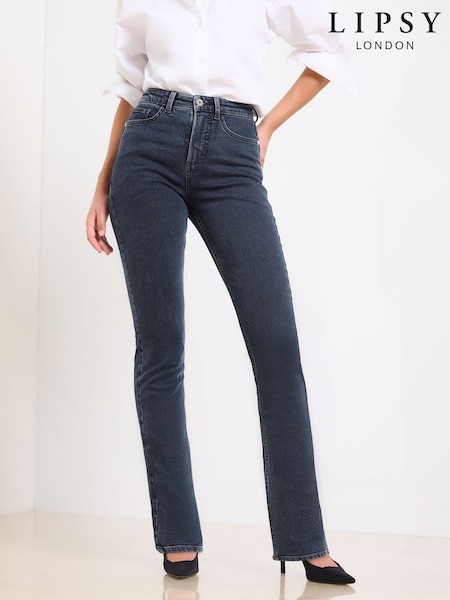 Lipsy Blue Black Sculpting High Waist Straight Leg Jeans (F38626) | €66