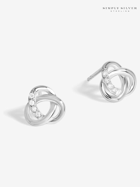Simply Silver Silver Tone 925 Polished And Cubic Zirconia Woven knot Stud Earrings (F38732) | €37