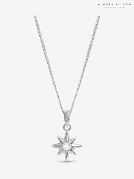 Simply Silver Silver Sterling 925 Cubic Zirconia Star Pendant Necklace (F38733) | €25