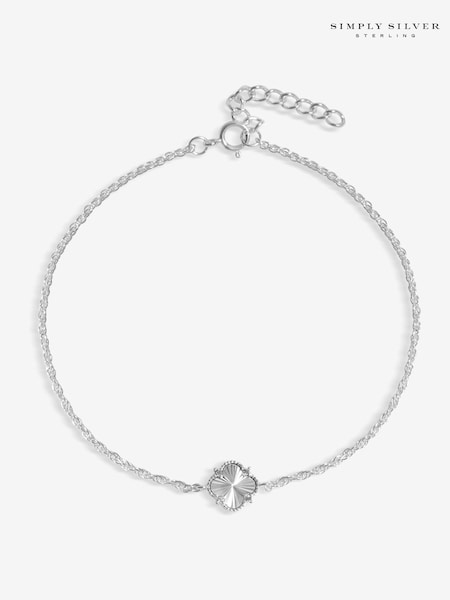 Simply Silver Silver Tone 925 Cubic Zirconia Diamond Cut Clover Bracelet (F38738) | €40