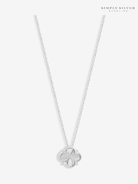 Simply Silver Silver Tone 925 Cubic Zirconia Diamond Cut Clover Pendant (F38749) | €37