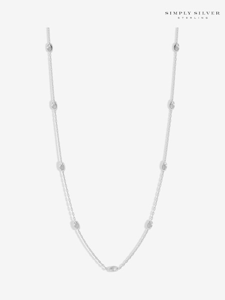 Simply Silver Silver Tone 925 Polished Textured Nugget Chain Necklace (F38759) | €77