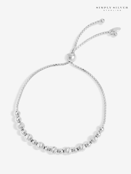 Simply Silver Silver Tone 925 Diamond Cut Orb Toggle Bracelet (F38761) | €46
