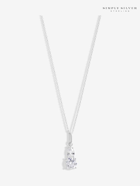 Simply Silver Silver Tone 925 Cubic Zirconia Double Drop Pendant (F38762) | €43