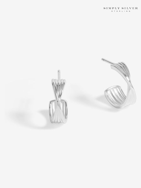 Simply Silver Silver Tone 925 Polished Twist Hoop Earrings (F38766) | €44