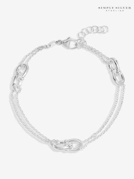 Simply Silver Silver Tone 925 Double Chain Link Bracelet (F38772) | €114