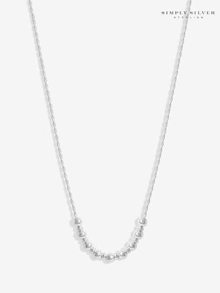 Simply Silver Silver Tone 925 Rope Textured Ball Necklace (F38773) | €83