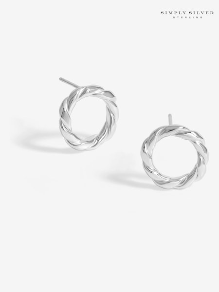 Simply Silver Silver Tone 925 Polished Twisted Wreath Stud Earrings (F38774) | €51