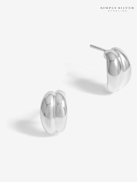 Simply Silver Silver Tone 925 Polished Double Row Ridge Drop Earrings (F38775) | €44