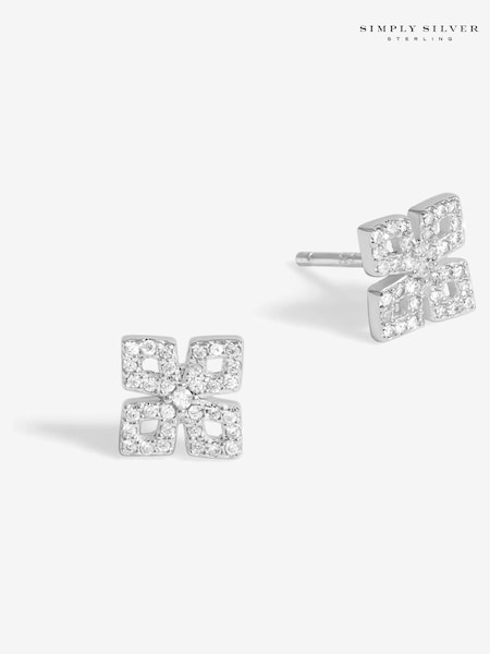 Simply Silver Silver Tone 925 Cubic Zirconia Floral stud Earrings (F38776) | €32