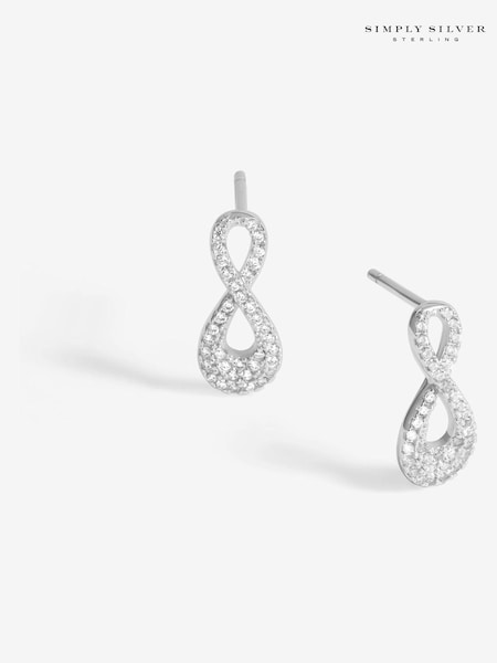 Simply Silver Silver Tone 925 Cubic Zirconia Infinity Stud Earrings (F38781) | 148 QAR