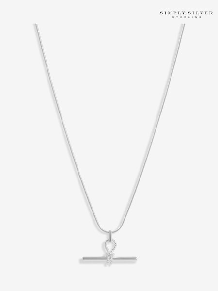 Simply Silver Silver Tone 925 Polished Textured T-Bar Pendant (F38786) | €57