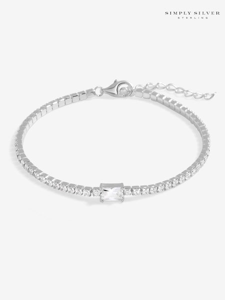 Simply Silver Silver Tone 925 Emerald Cut Crystal Bracelet (F38802) | €53