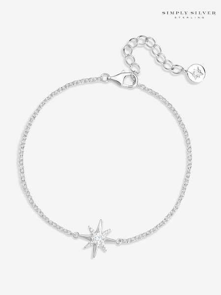 Simply Silver Silver Tone 925 Cubic Zirconia Star Toggle Bracelet (F38805) | €40
